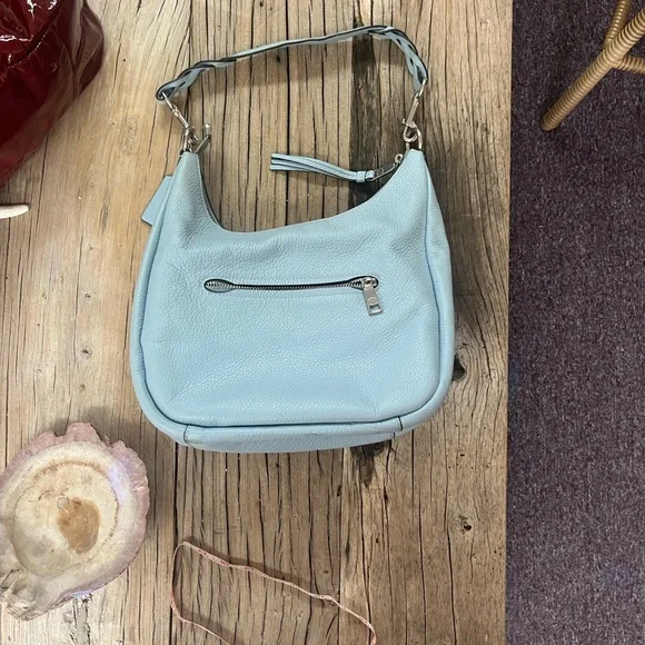 Coach Jules Pebbled Leather Shoulder Hobo in Light Blue - Picture 8 of 13